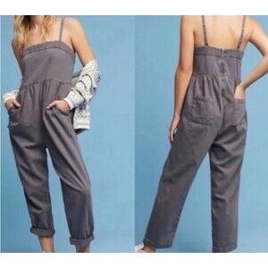 Anthropology The Everyday Jumpsuit Size Large Equinox Postmark Wide Leg Gray